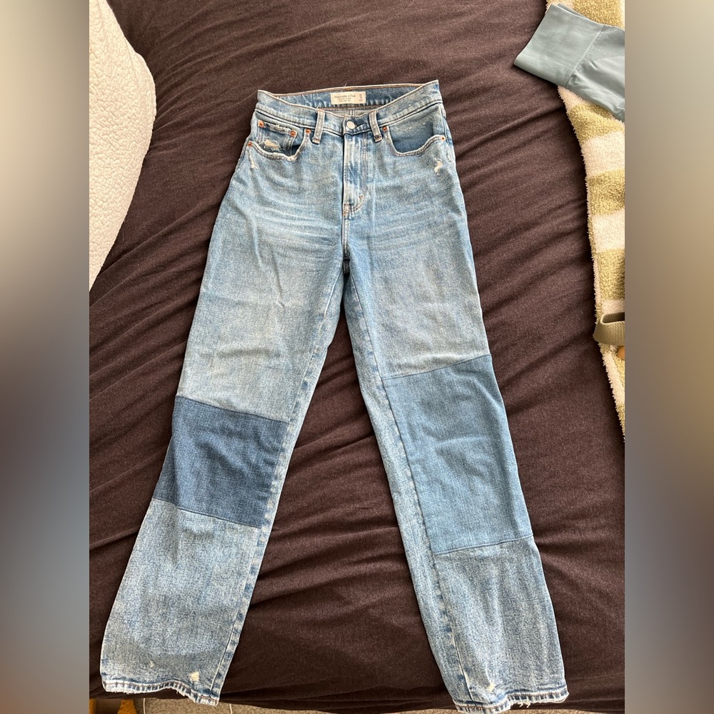 Abercrombie color block high rise jeans!